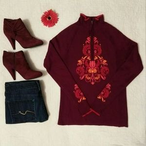 Athleta Burgundy 1/2 Zip Sweater